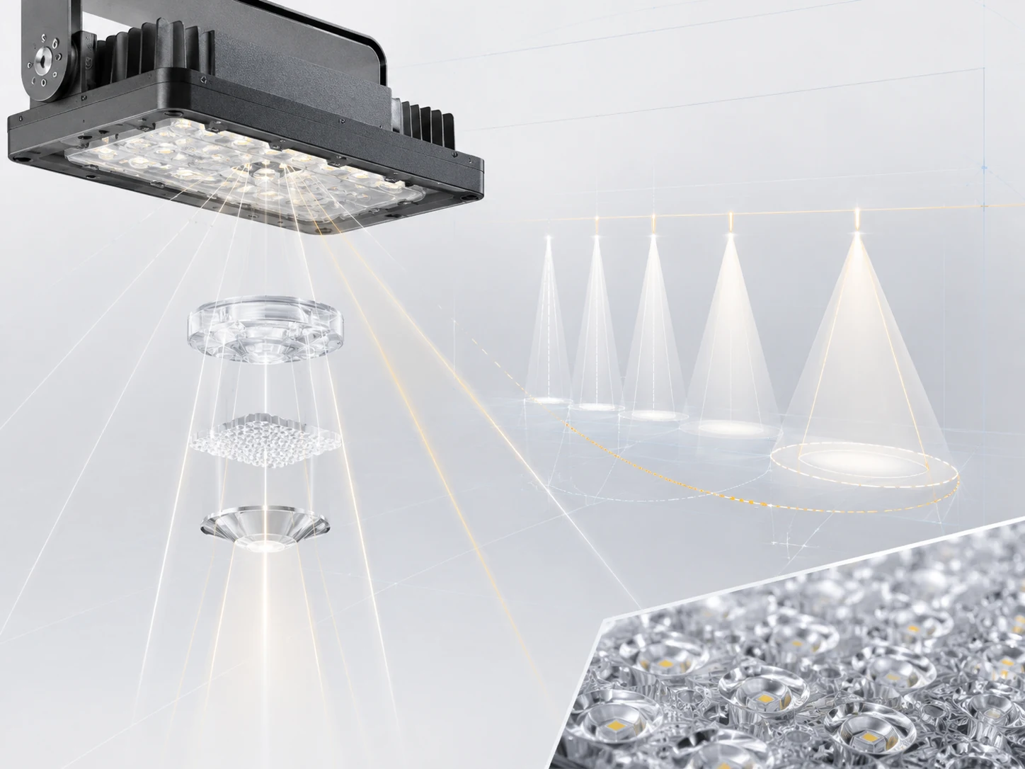 LED lens detail for optical and beam angle design
